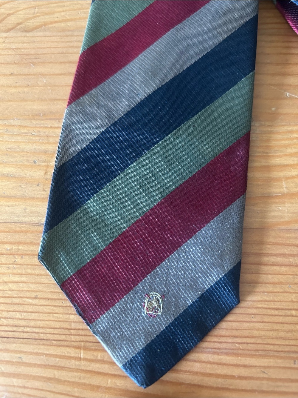 Chaps Ralph Lauren Striped Silk Tie in Burgundy, Navy & Olive - Picture 2 of 4